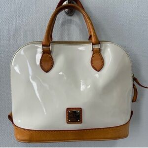 Dooney & Bourke White Patent Leather Satchel w/Shoulder Strap